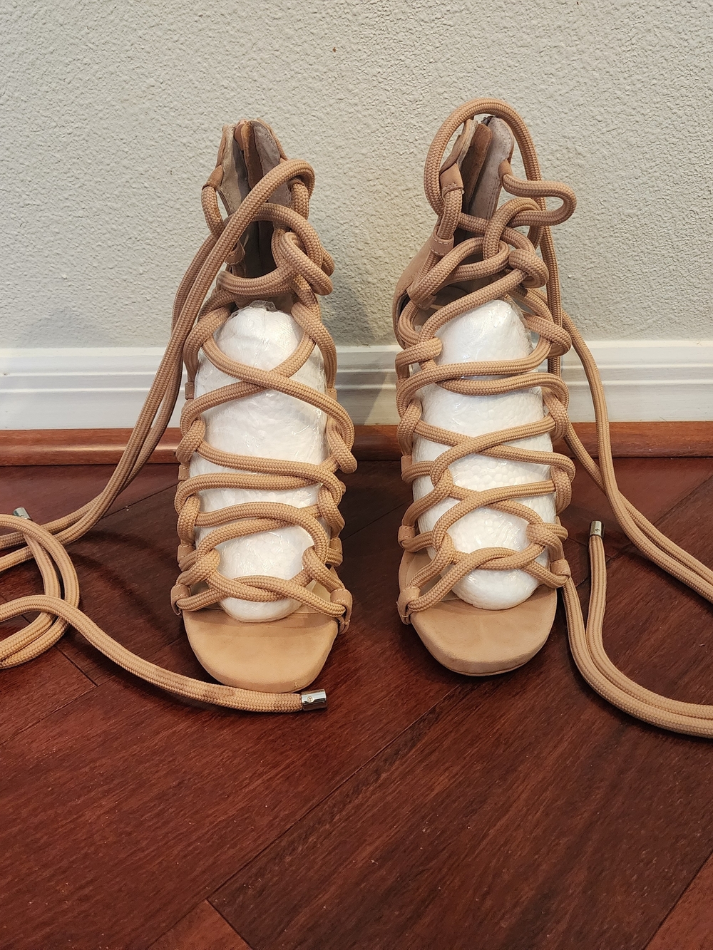 Steve Madden Tan Lace-Up Gladiator Heeled Sandals
